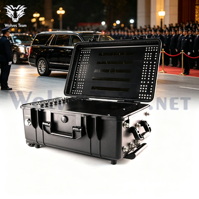 Купить 300-500M 10 Band Trolley Case Signal Jammer Portable Counter-Drone Blocker для временных событий высокой безопасности Производство в сети