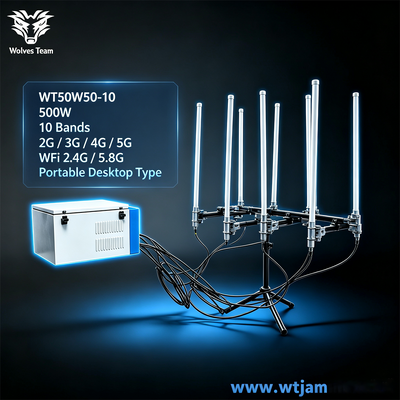 Купить Портативный подавитель сигналов мощностью 500 Вт на 10 каналов для GSM DCS 3G 4G 5G WiFi 2.4G 5.8G блокиратор сотовой связи Производство в сети