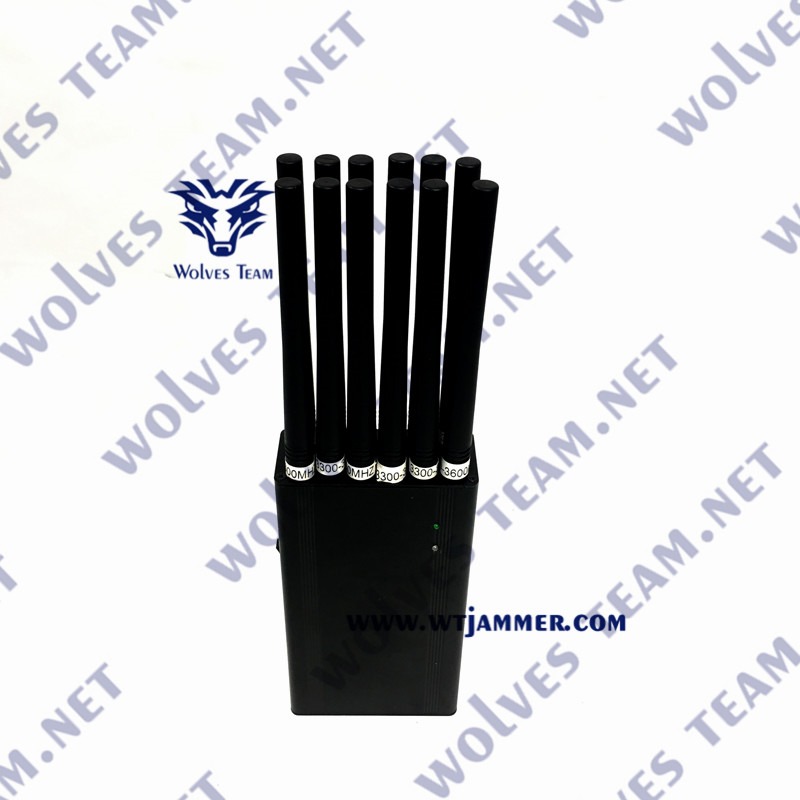 12 телефон Gps 3g 4g 5gCell Wifi диапазонов handheld сжимая встряхиватель Jammer сигнала сотового телефона прибора