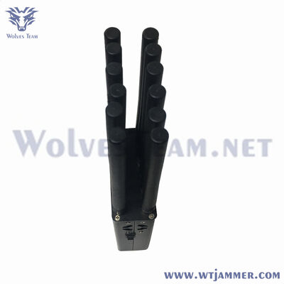 Selectable 12 Bands 12W Handheld 3G 4G 5G Remote Control Mobile Phone Wifi Signal Jammer For Confidential Rooms