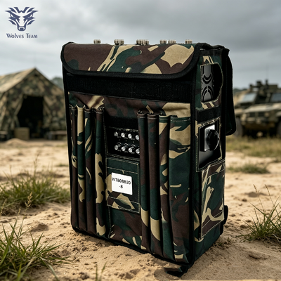 Portable 8-Band 160W Wireless Signal Jammer With Omni-Directional Antennas And Built-In Rechargeable Battery For Law Enforcement And Armed Forces Tactical Missions